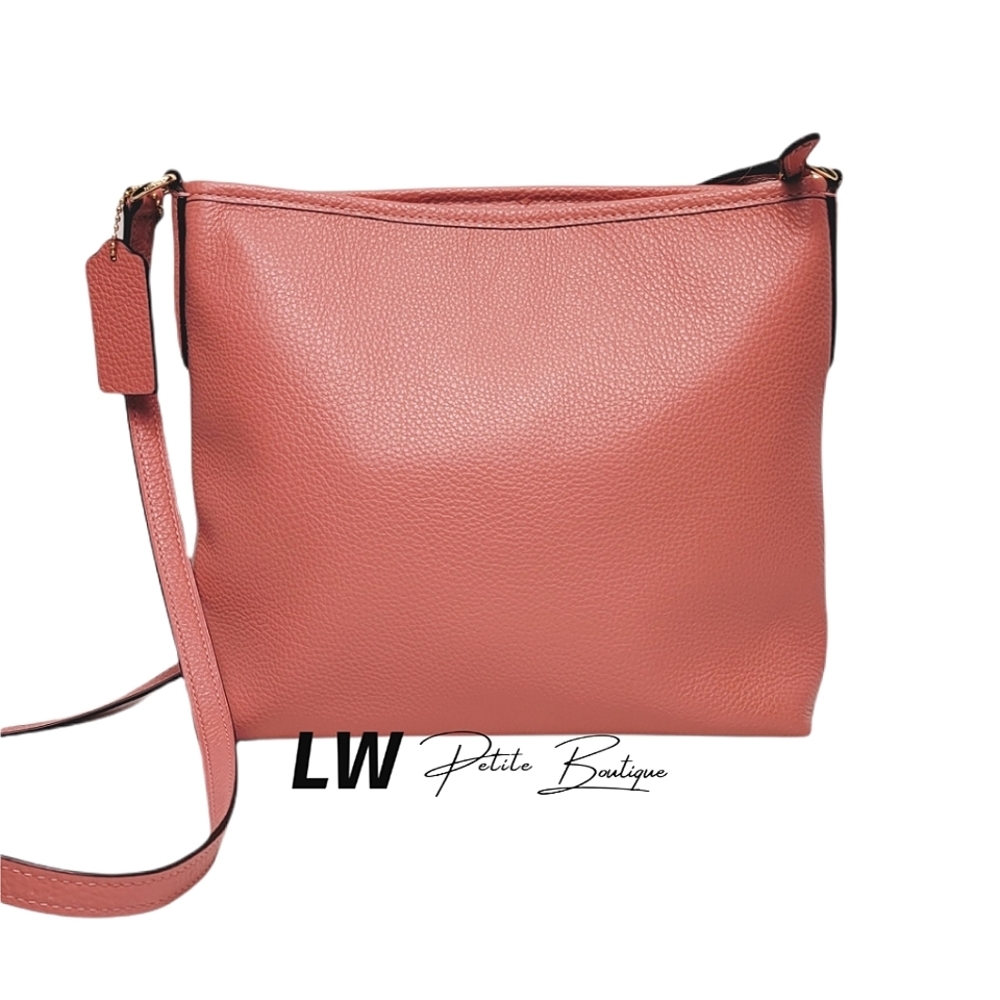 Coach Bright Coral Perforated Leather File Bag - Picture 4 of 8